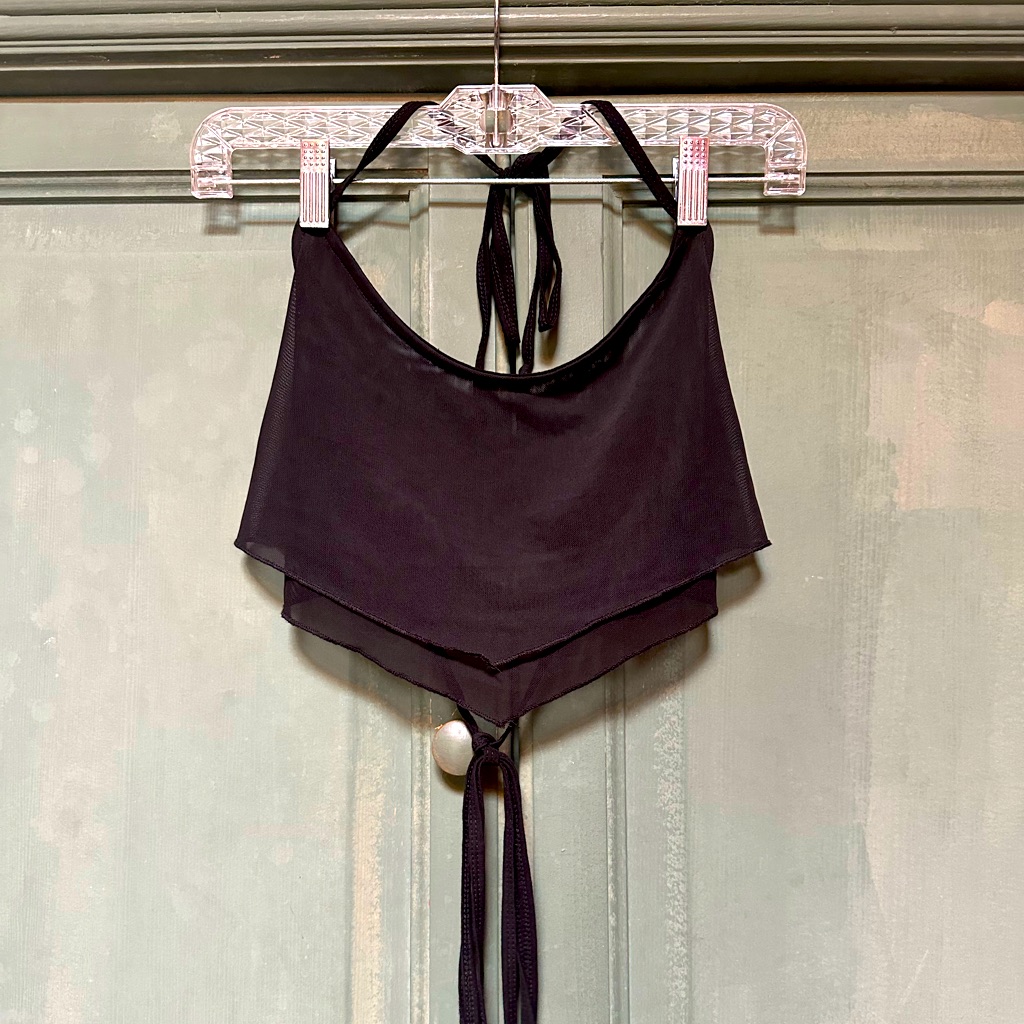 Club Exx Mesh Black Halter Crop Top